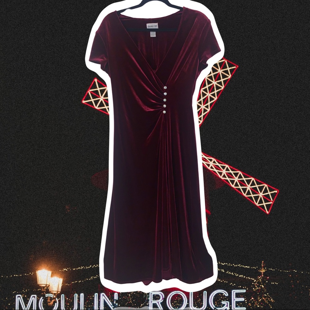 Vintage** red velvet dress. Size 10
